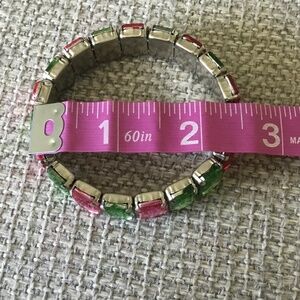 Pink and Green elastic band bracelet AKA